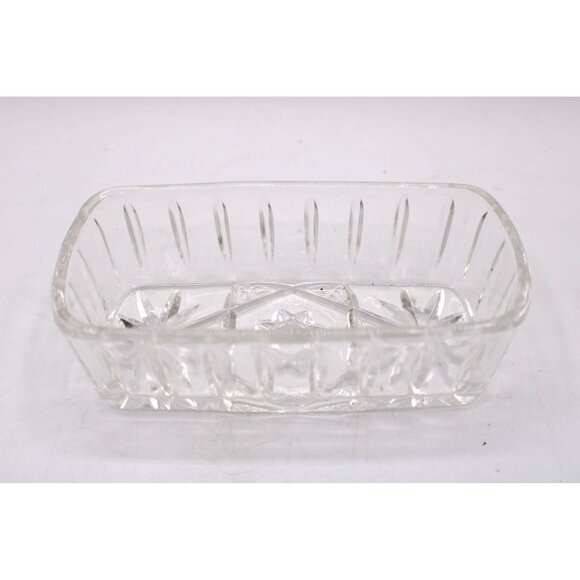 Vintage Anchor Hocking Glass Butter Dish EAPC Prescut Star of David Design 7" - Picture 5 of 11